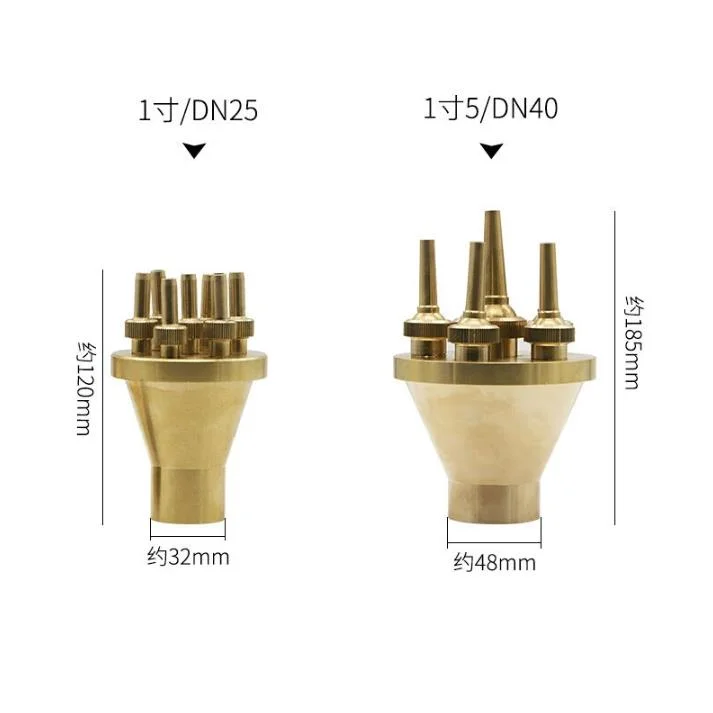 New High Quality Brass Water Jet Fountain Nozzle 2 Tier Center Straight Style 1.0" DN25 Garden Pond