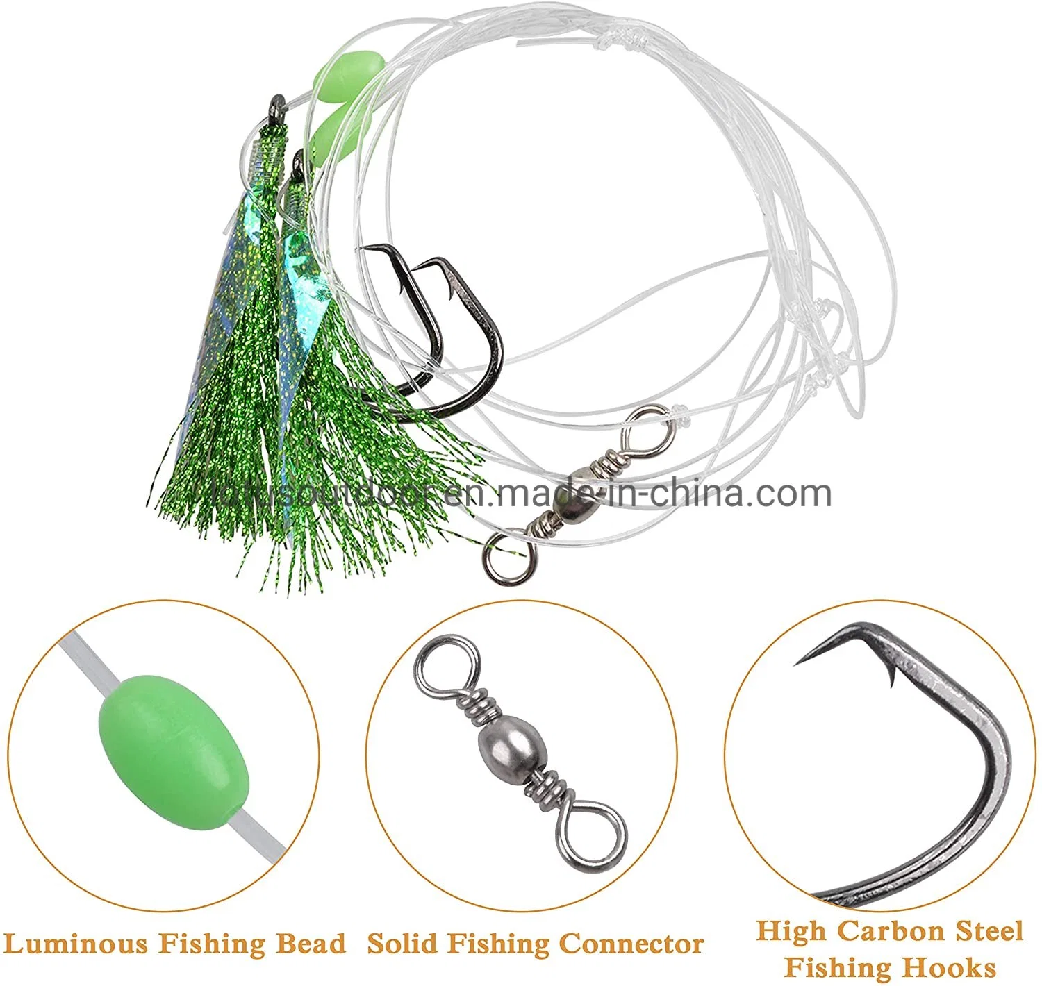 Fishing Lures Bait Rigs Set Saltwater Fishing Fluke Rigs Fish Skin Teaser Hooks Bait Rig Tackle for Freshwater Saltwater