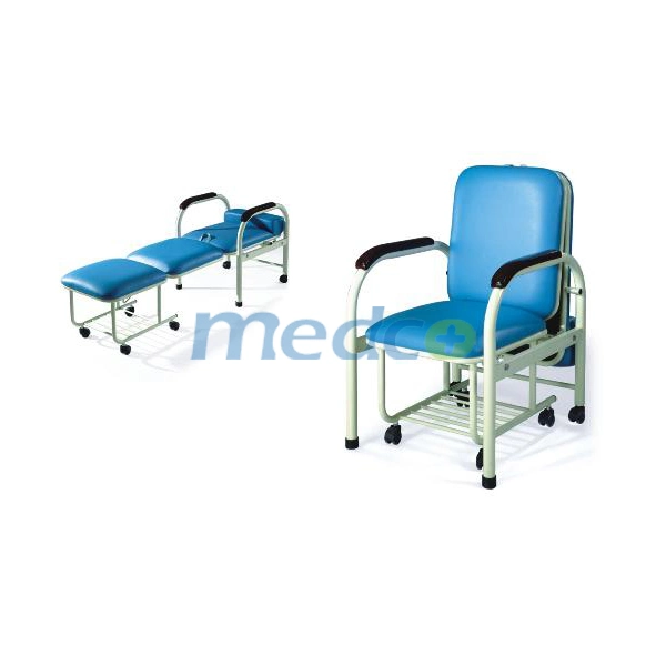 Steel Power Coated Used Hospital Accompany Attendant Chair Bed