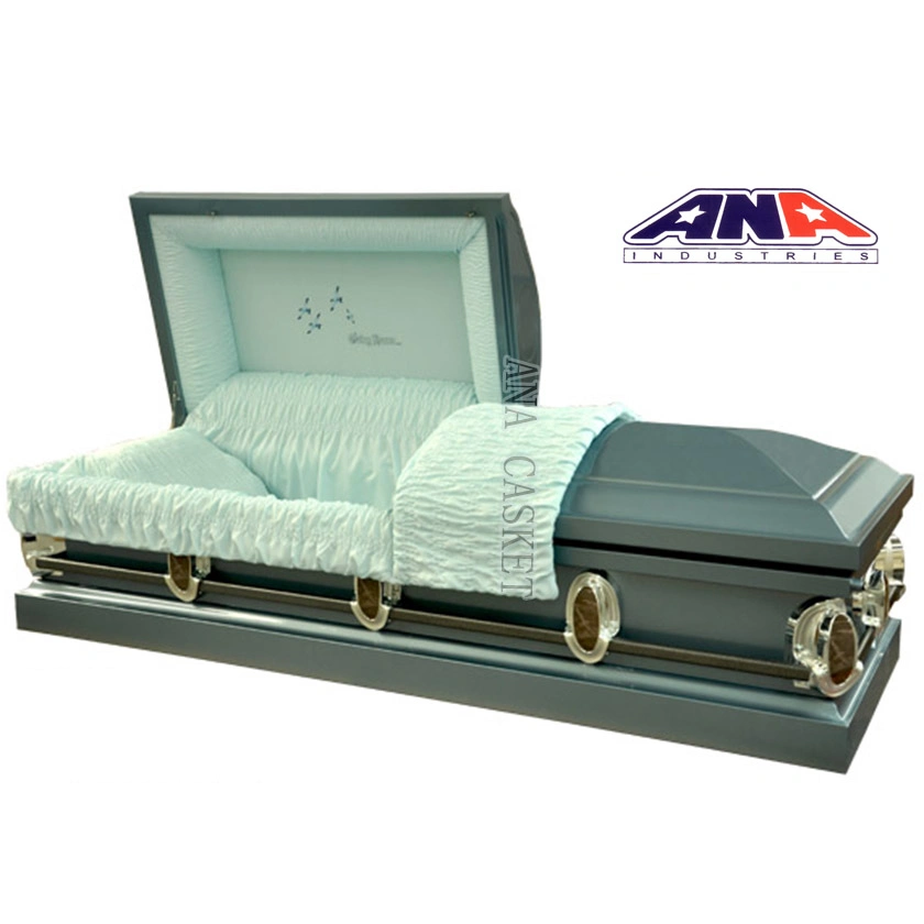 Ana 18ga Brush Blue Steel Casket for Funeral