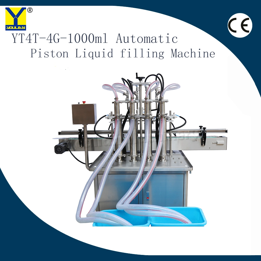 Yt4t-4G automático Lineal 4 Jefes pistón líquido envasado máquina de llenado de botella