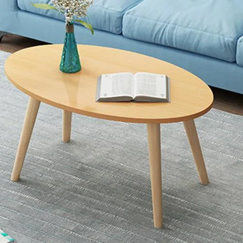 Simple Furniture Melamine Board Tea Table Side Desk Wooden White MDF Coffee Table with Wood Legs