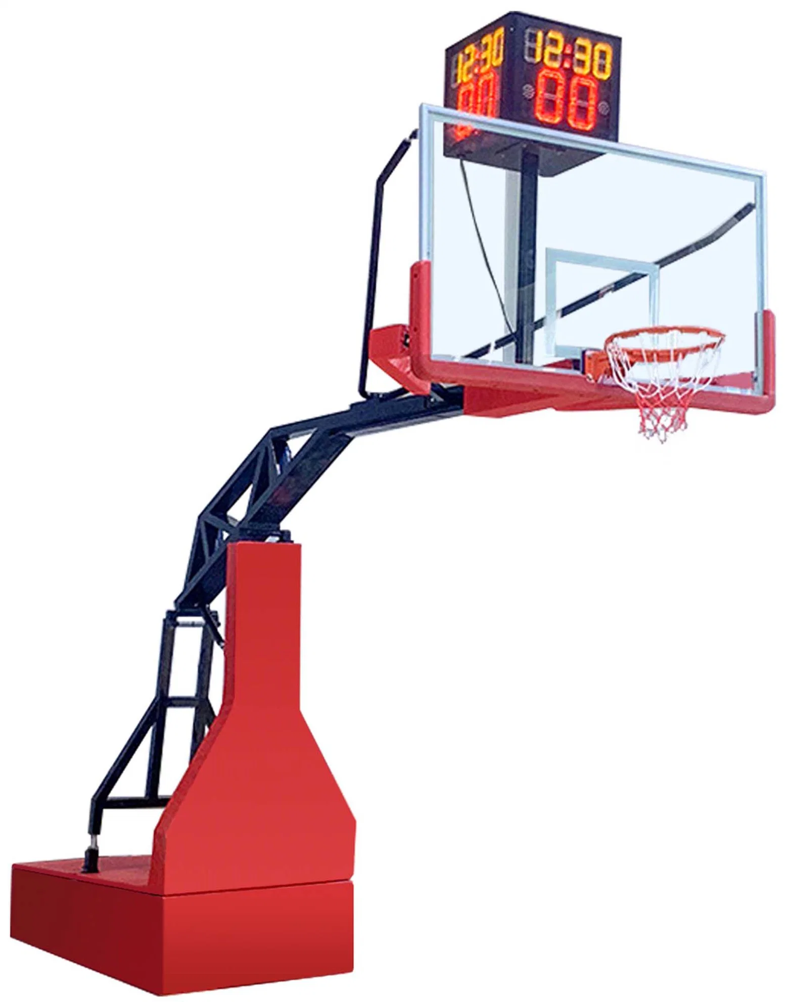 72 Manual Hydraulic Basketball Hoop Goal/Stand Standard Tempered Glass Backboard Indoor/Outdoor Foldable High quality/High cost performance 