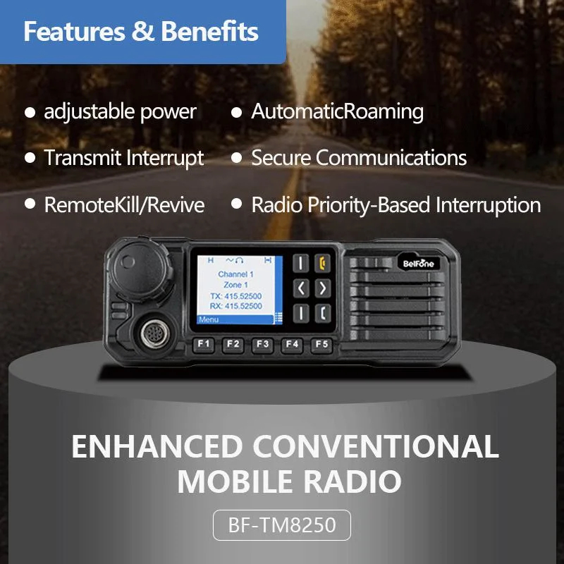 Belfone GPS Estación base de radio DMR de largo alcance coche móvil RADIO 50W (BF-TM8250)