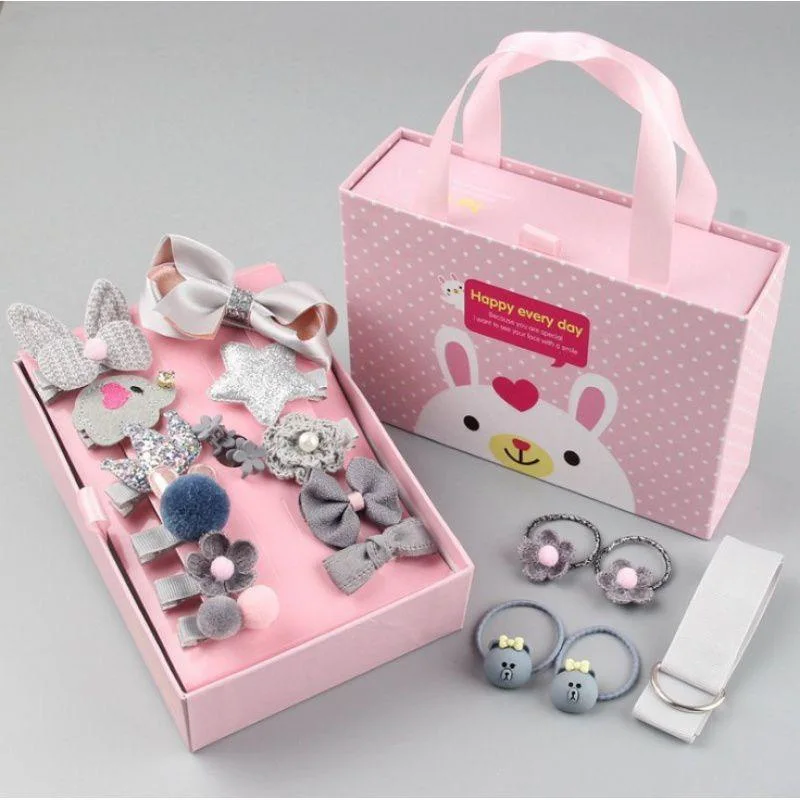 Children's Hair Accessories Gift Box Lovely Hair Ties Hair Clips Set for Kids Girls