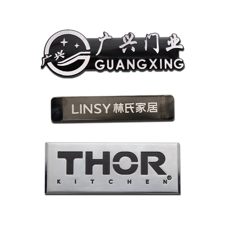 Custom Design Company Aluminum Logo Name Pin Tag Furniture Kitchen Door Fashion Clothing Handbag Product Metal Label