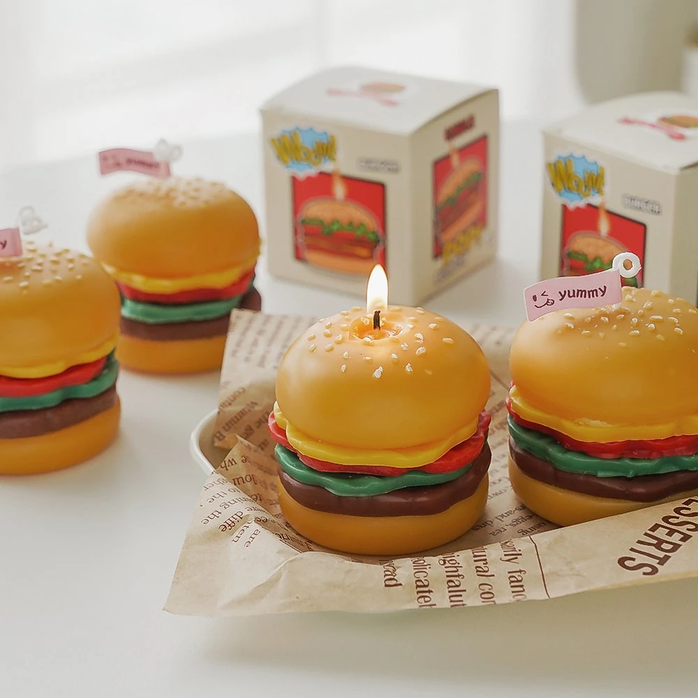 Aromatherapy Hamburger Candle Interesting Decoration Design with Hand Gift Romantic Candle Wholesale/Supplier Holiday with Hand Gift