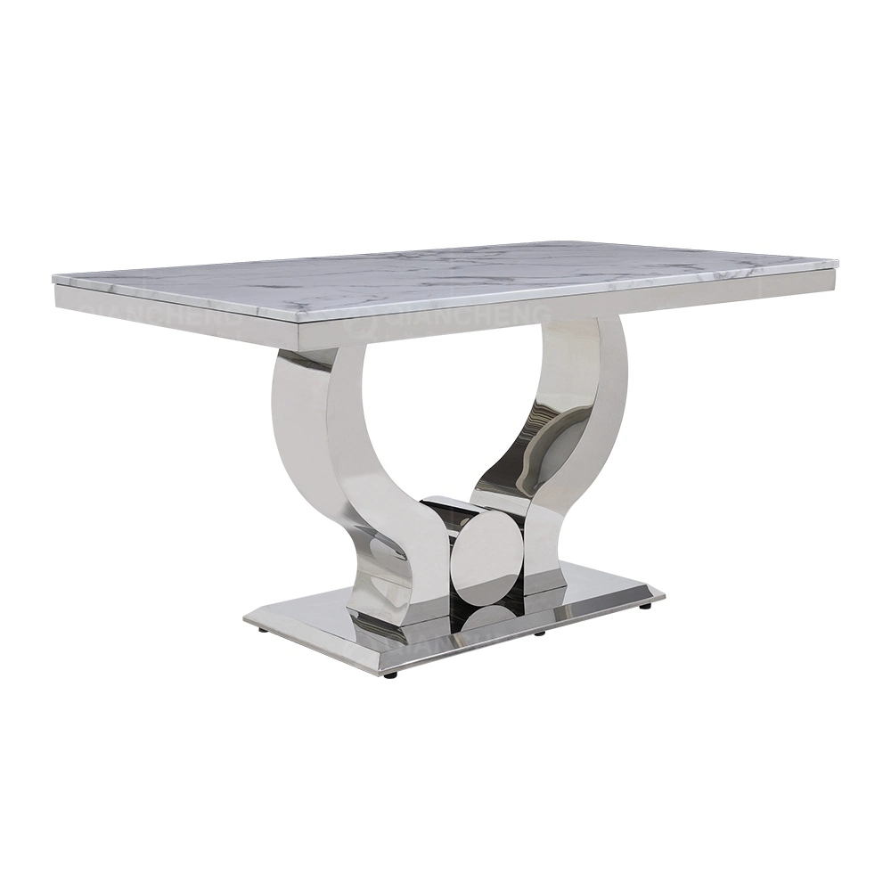 Foshan Home Furniture Stainless Steel Marble Dining Table