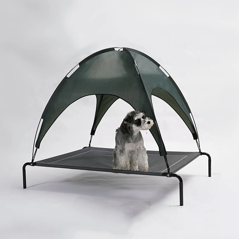 Pet Camping Bed Portable Cooling Elevated Pet Bed Folding Dog Cot Pet Beds with Shade Canopy