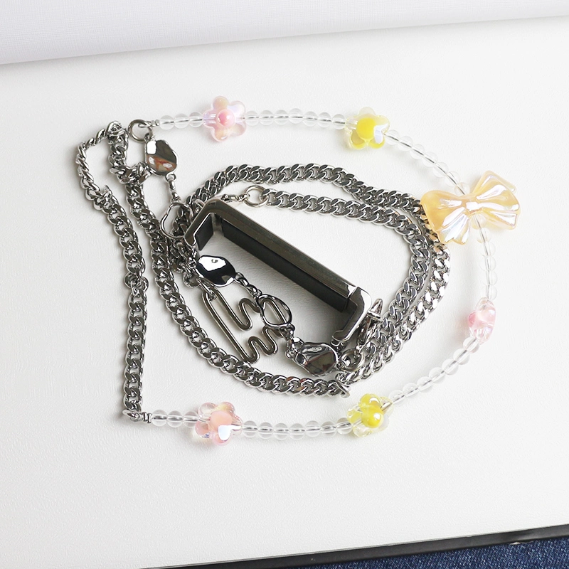 Bow Knot Bead Phone Clip Universal Heart Shape Pearl Messenger Strap Phone Case Accessories