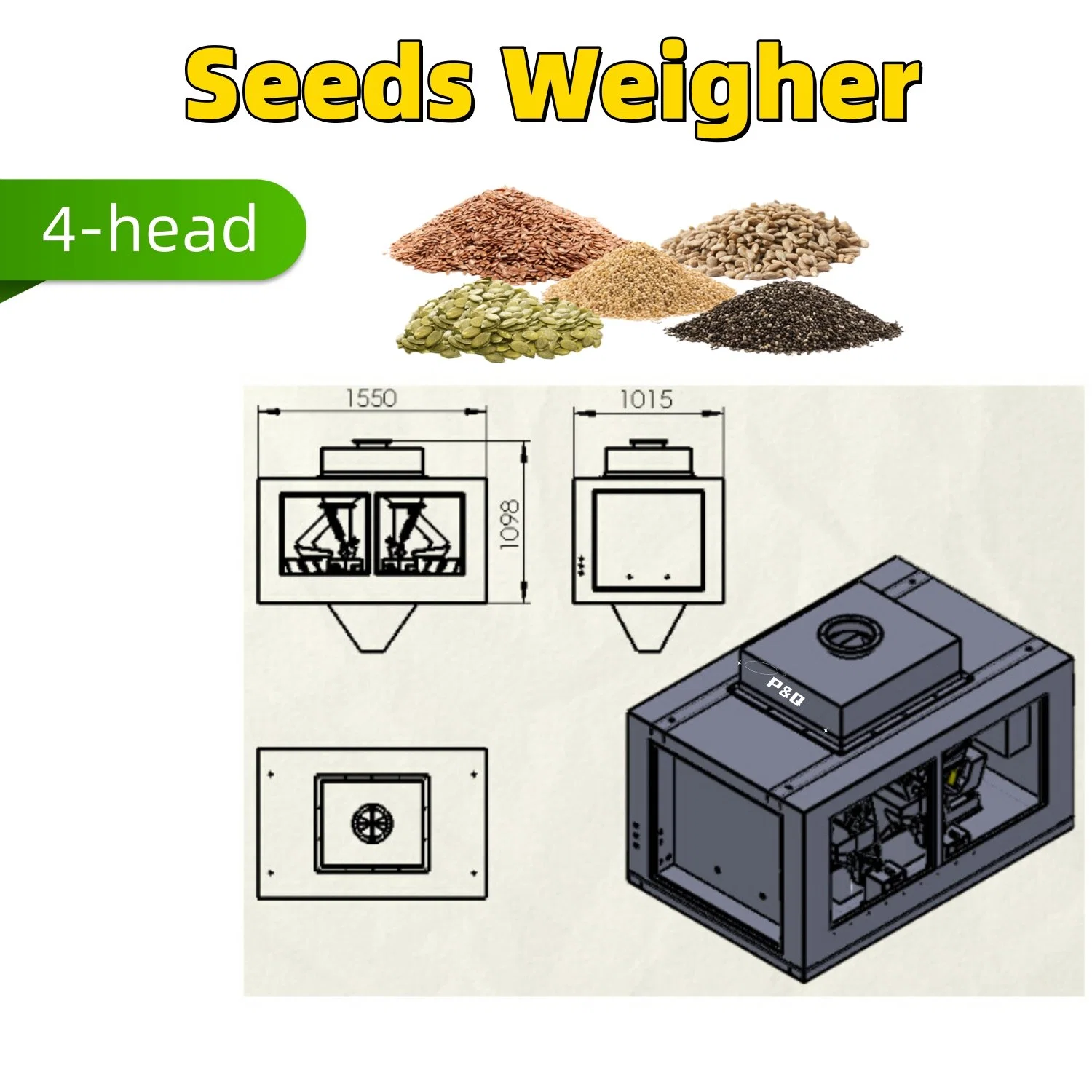 500g-2000g Seeds Four Head Linear Weighing and Sampling Machine