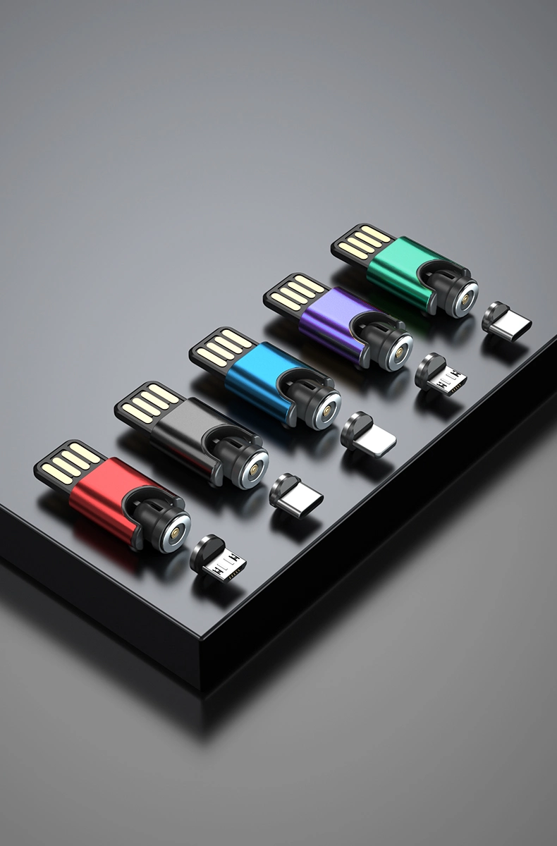 Mini Magnetic 540 Grad frei drehbares Ladegerät Multifunktionaler USB-Anschluss 2 in 1 in L-Form und gerade Verwendung