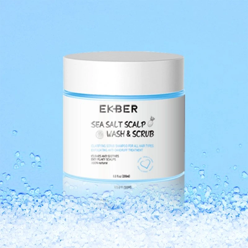 Organic Best Selling Hair Treatment Deep Cleansing Exfoliating Hyaluronic Acid Hair Wash Vegan Sea Salt Scalp Scrub