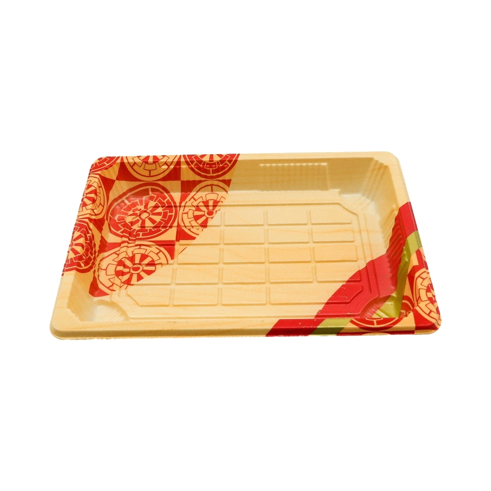 Caja de sushi de oro rectangular de plástico desechable