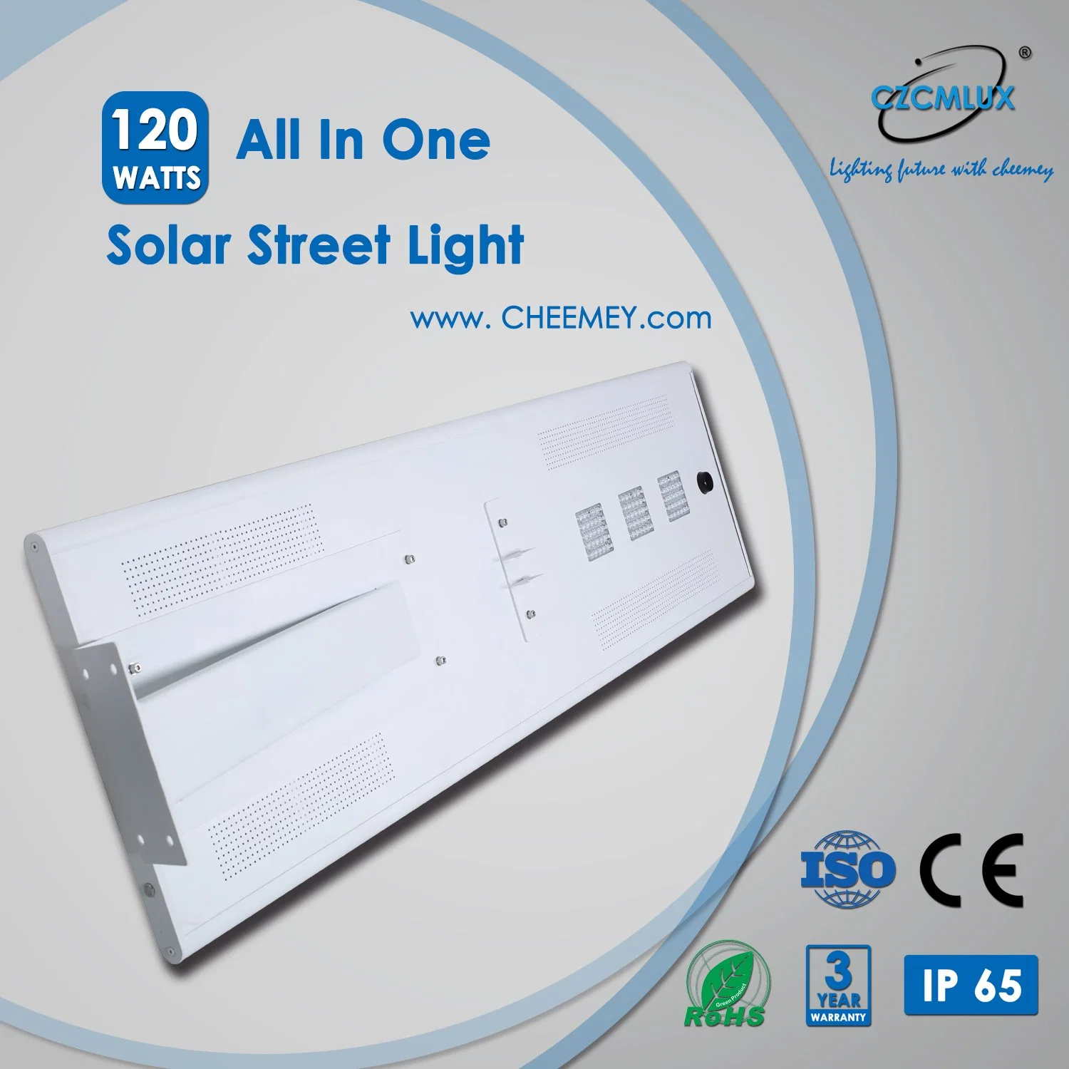 120W High Power All in One Solar Street Light for Project with 3-5 Years Warranty