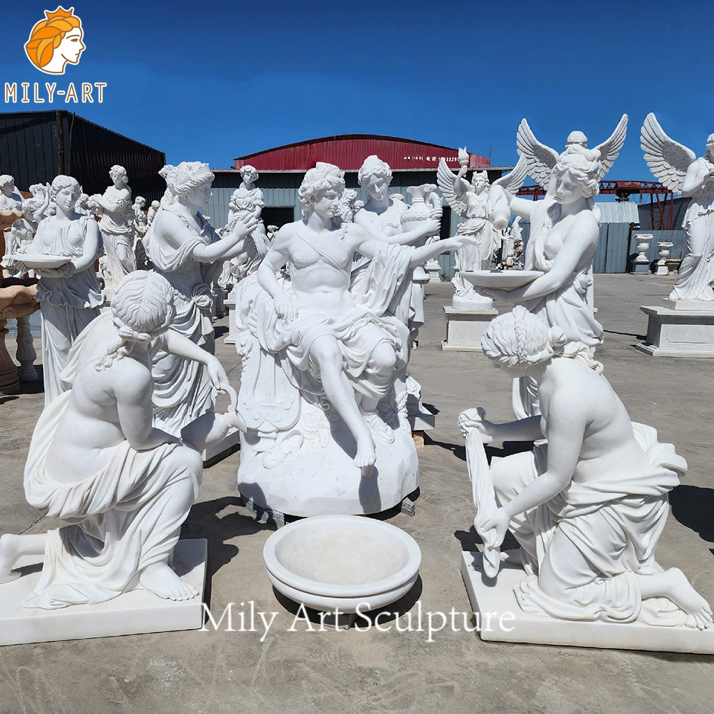 High quality/High cost performance  Stock Hand Carved Marble Greek Statue Apollo Bathing Set Sculpture