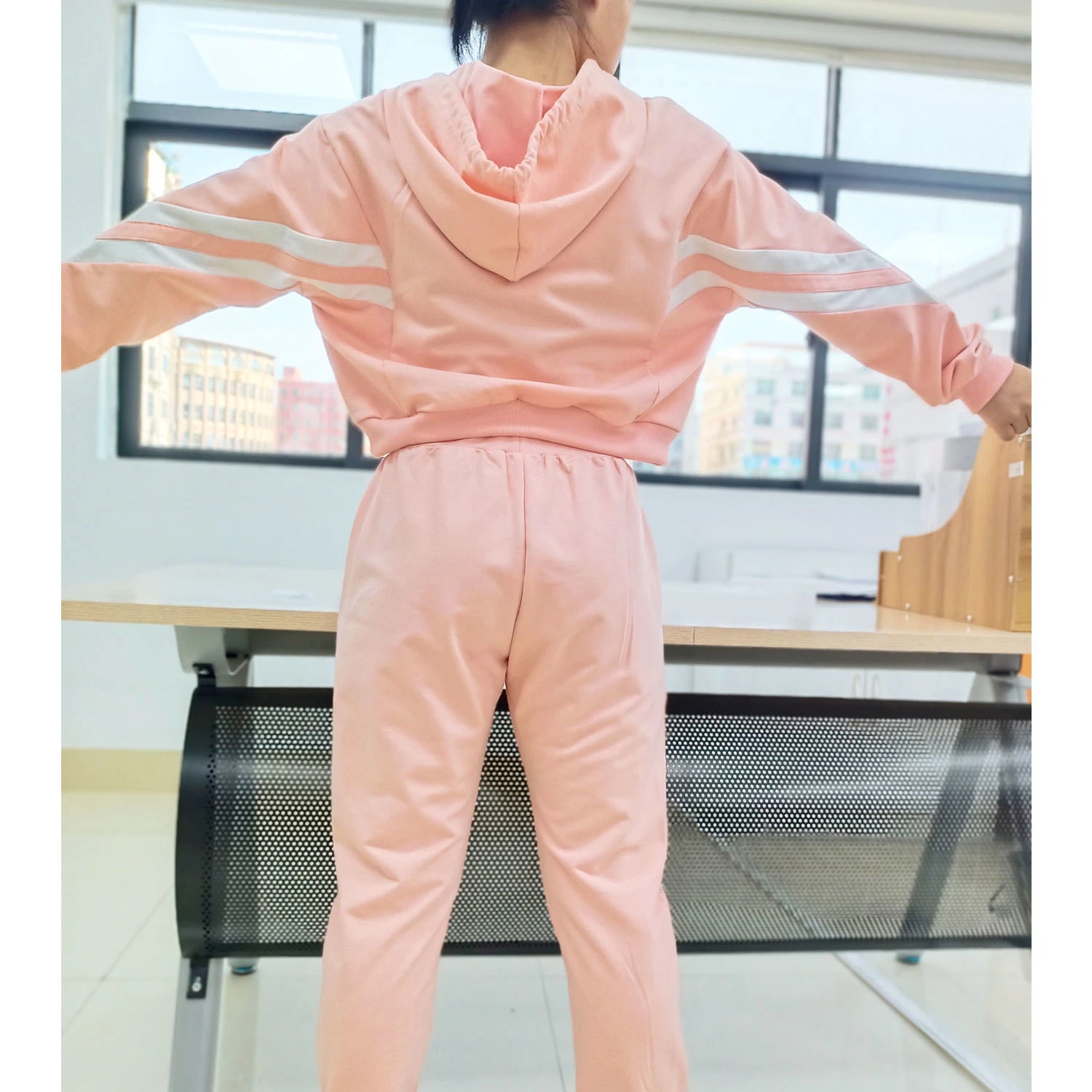 2022 Sports Suit Girls Sportswear Long Sleeve Suit Crop Top Cotton Trousers Workout Suit Fitness Wear