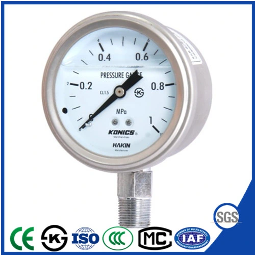 2.5" Shock Proof Stainless Steel Pressure Gauge with Liquid Filled