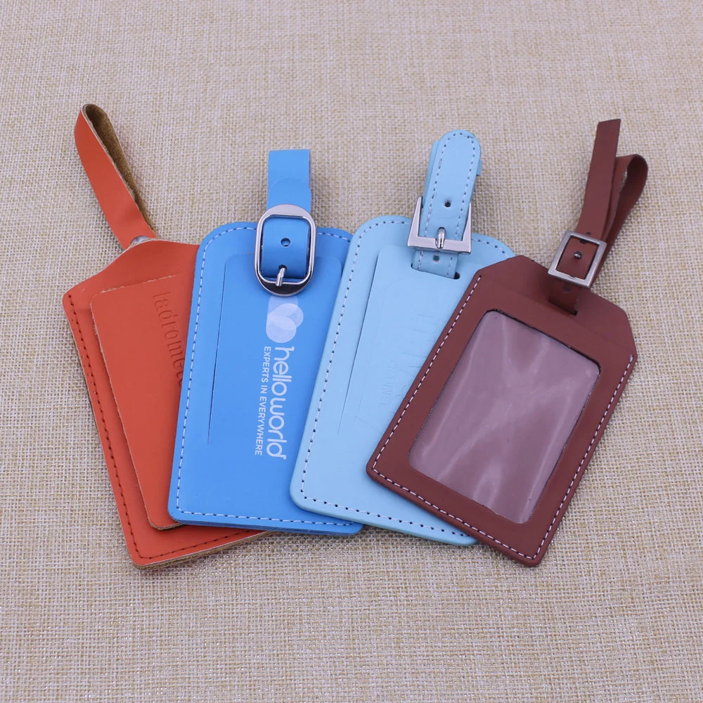 2015 Custom PU Leather Luggage Tags with Embossed Logo