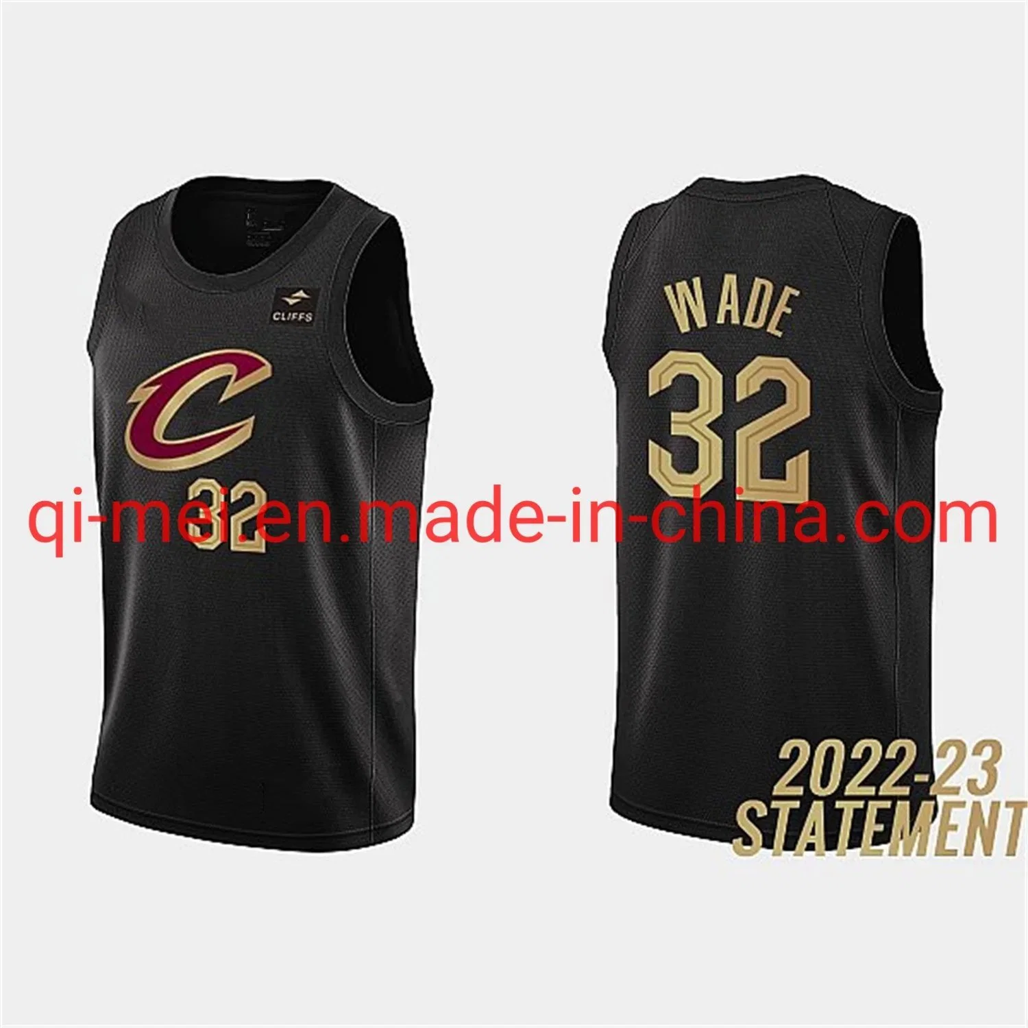 Última edición de Cleveland Cavaliers 2022-23 Declaración Sexton Rondo Negro Oficial bordado N-ba la ropa de baloncesto