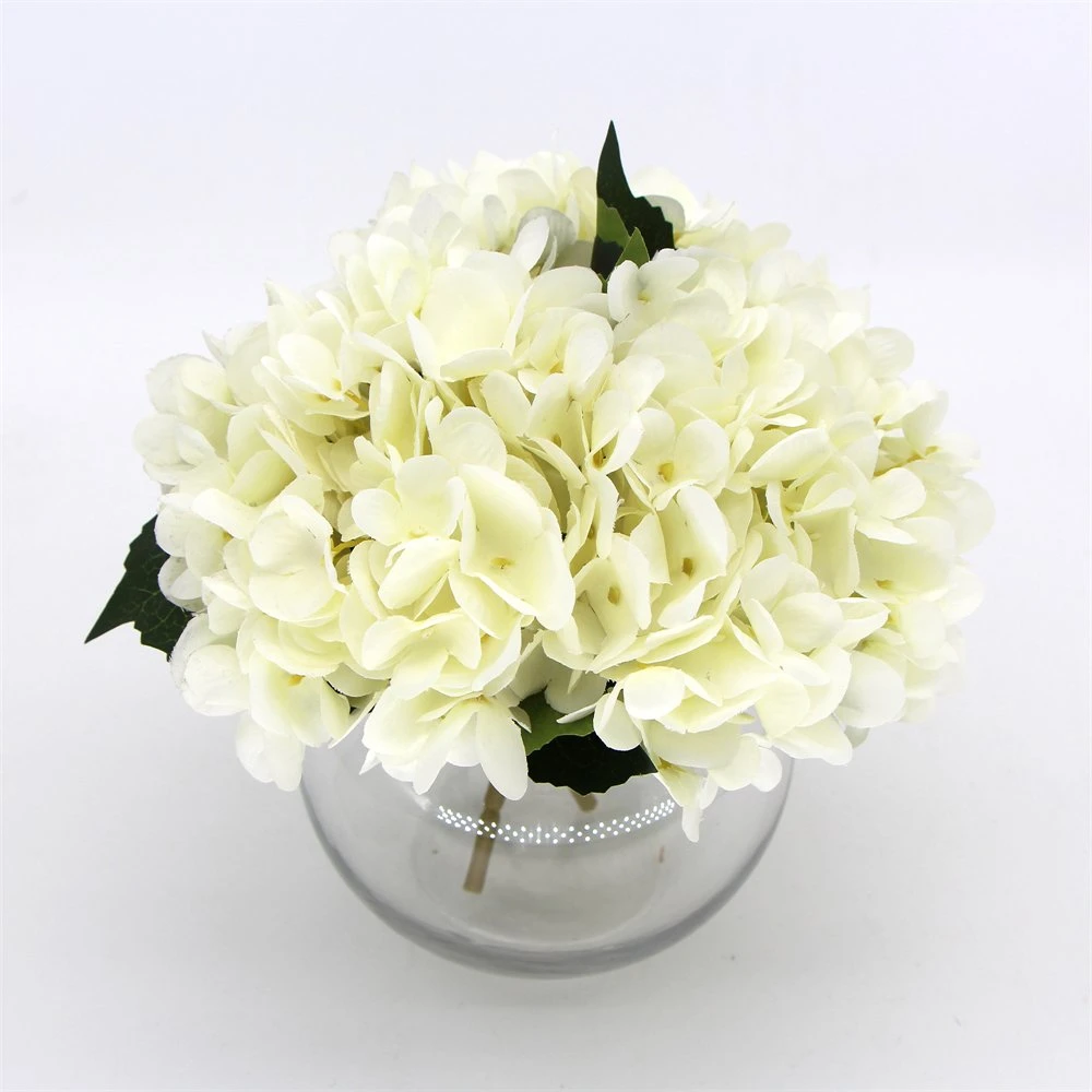 Precio barato falso Artificial Hydrangea Flor con Cristal de 45cm para interiores, decoración escritorio jarrón