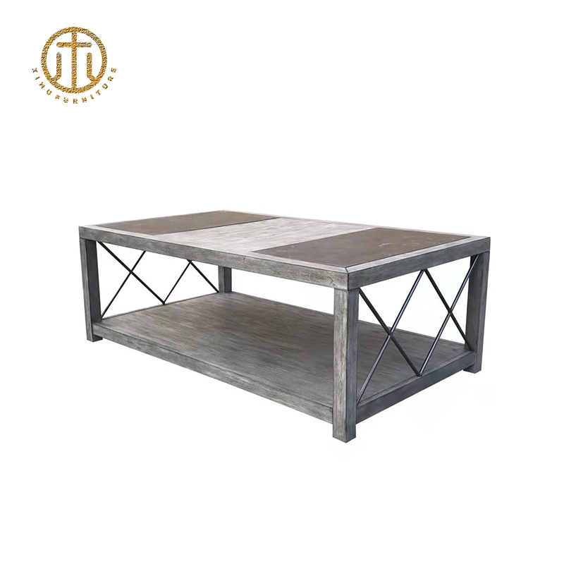 Simple Design Industrial Antique Rustic Wood Mesa De Centro Rectangle Multifunction Square Coffee Table