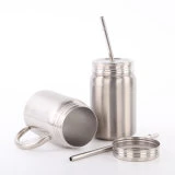 Custom Logo Vacuum Insulated Stainless Steel Mason Jar with Lid