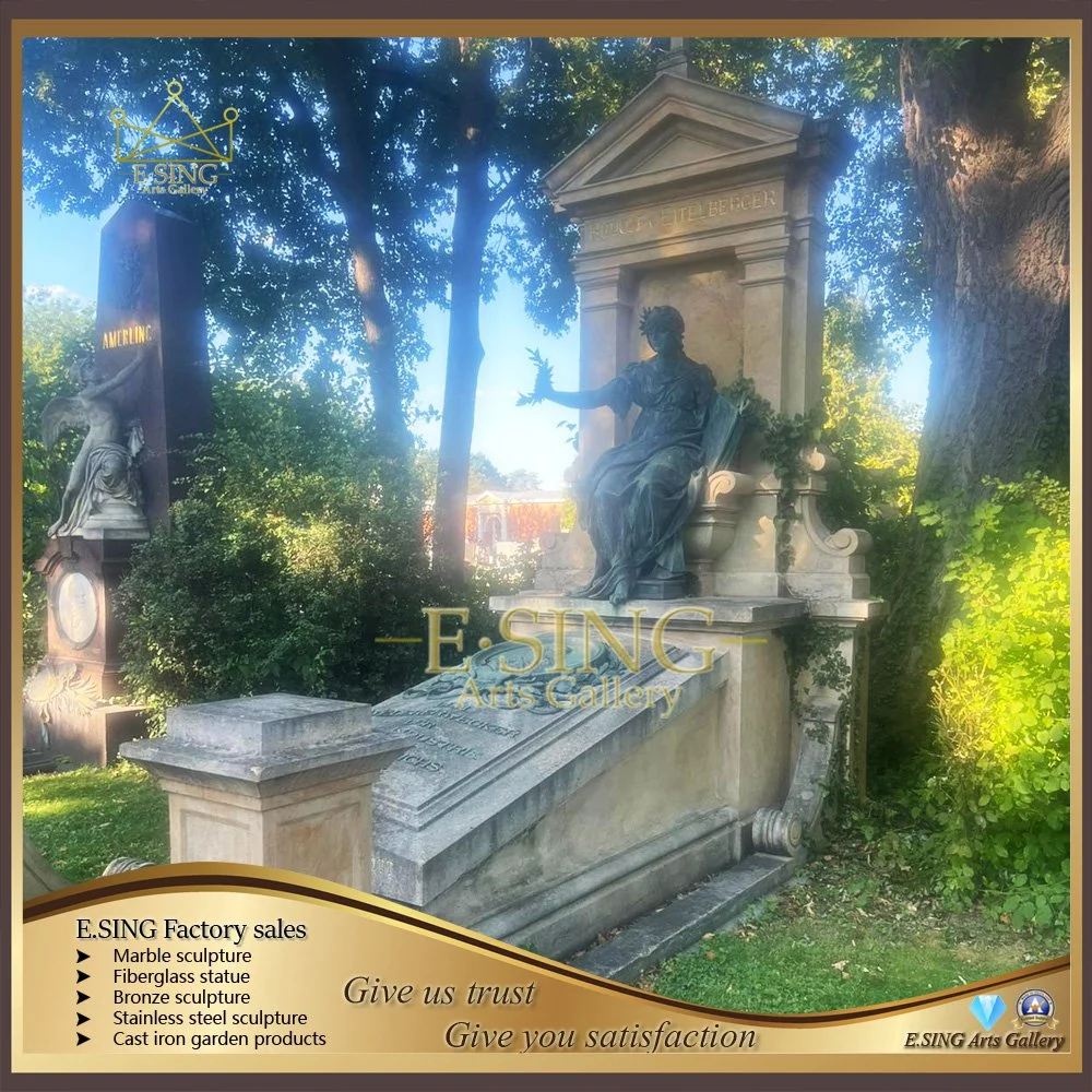 Cimetière des prix de gros décorées en marbre blanc pierre tombale de granit de pierre grand cimetière sculptés à la main