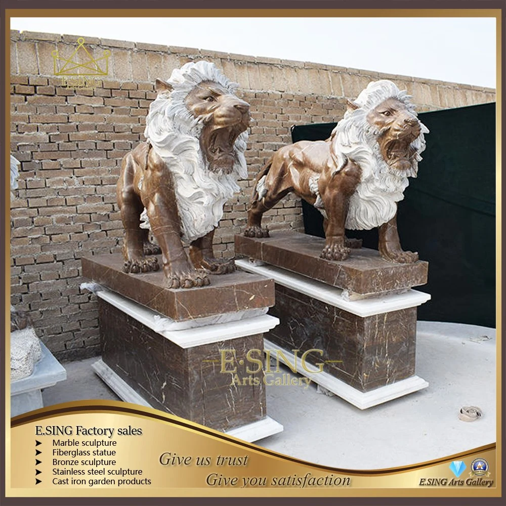 Outdoor Garden Large Marble Sculpture Decor Western Style Marble Lion Statue