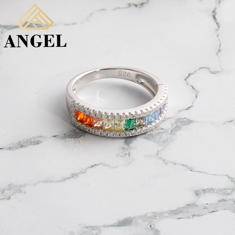 925 Silver High quality/High cost performance  Multicolor Zircon Ring Trendy High quality/High cost performance  Jewelry for Wholesale/Supplier