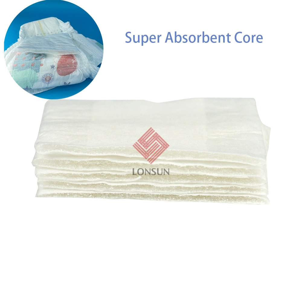 Fluffy Absorbent Core Wrapped by Nonwoven Fabric Baby Adult Diaper Raw Material