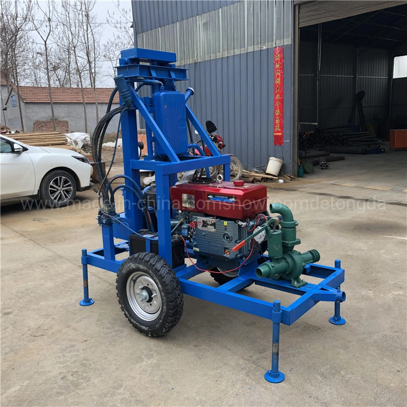 100m Small Well Drilling Rig 150m Portable Drilling Rotary 22HP Diesel Engine Hydraulic Water Well Drilling Rig