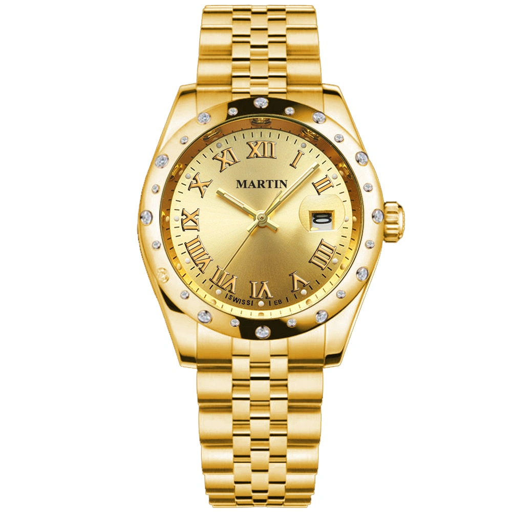 Fashion Lady Watch Gold Schmuck Diamanten Uhr Quarz mit Datum Geburtstagsuhr für Damen (2006-V5)
