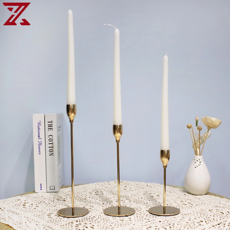 European Gold Silver Candlesticks Stand Metal Candle Holders for Home Decor