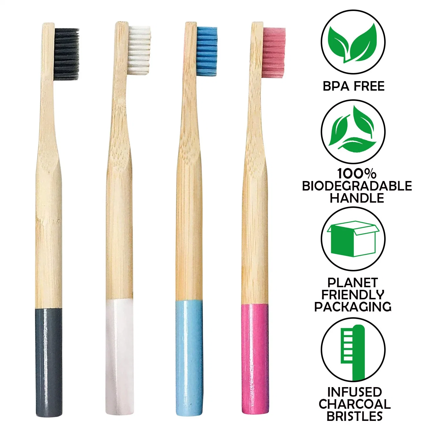 100% Biodegradable Nylon Bristle OEM Bamboo Toothbrush
