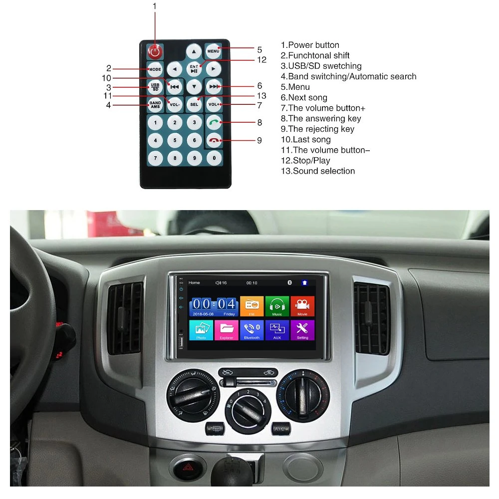 7 Inch Universal 2 DIN Wince Car Video 7 Color Light HD Screen Stereo Car Stereo MP5 Multimedia Player Audio Video