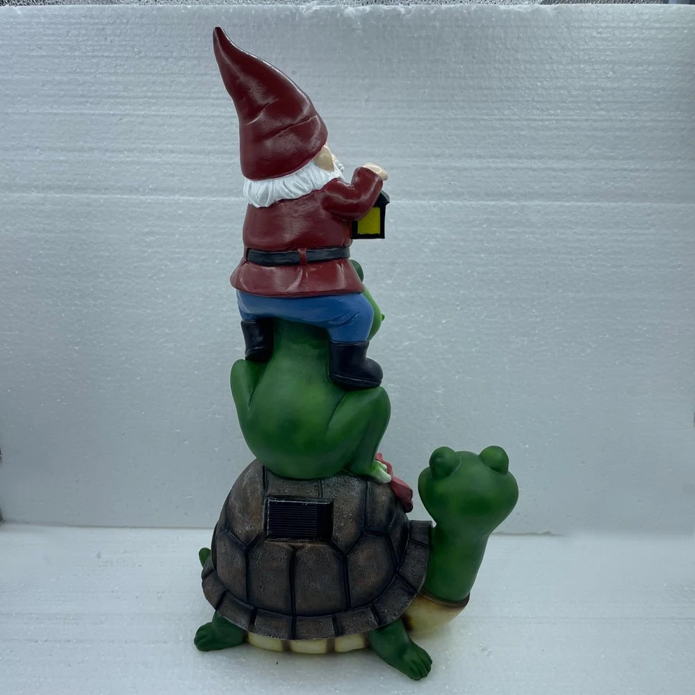 Figurine de jardin de tortue et de grenouille en résine solaire avec lumières à DEL