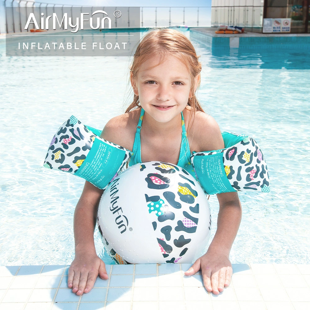 Leopardo de PVC Pelota de playa inflables juguetes acuáticos brazaletes para niños