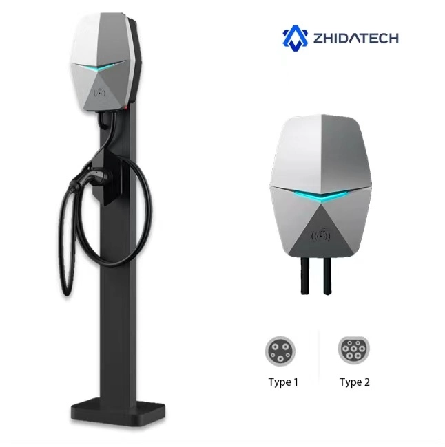 7kw 32un mur de boîte de chargement rapide monté sur EV Stations carte RFID EV IP66 Type de chargeur1 Type 2