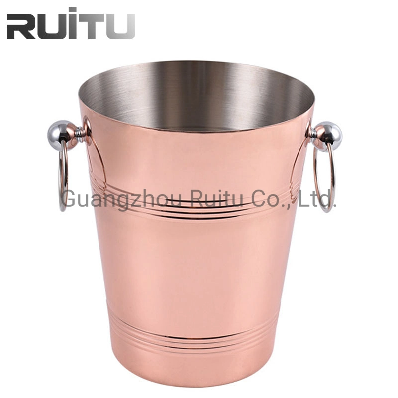 Outdoor Party Household Small Metal Ice Cooler Bucket with Lid Portable Stainless Steel Catering Belvedere Ice Bucket with Tongs