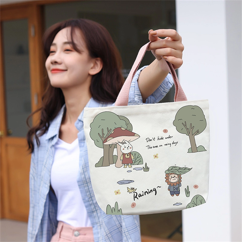 Cartoon Canvas Hand Bag Small Satchel Cute Casual Bag