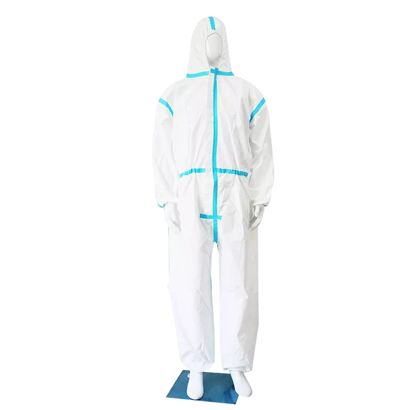 Type 5/6 SMS Microporous Non Woven Disposable Coverall Protective Clothing Xs-5XL Workwear for Industry Safety Wear Chemical Overall Protection Suit