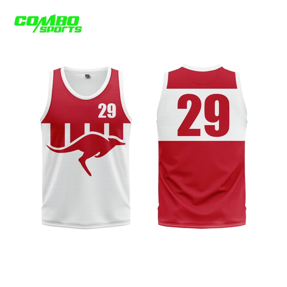 100% Polyester Sublimation Print Full Red Color Dry Fit Basketball Shirts for Man