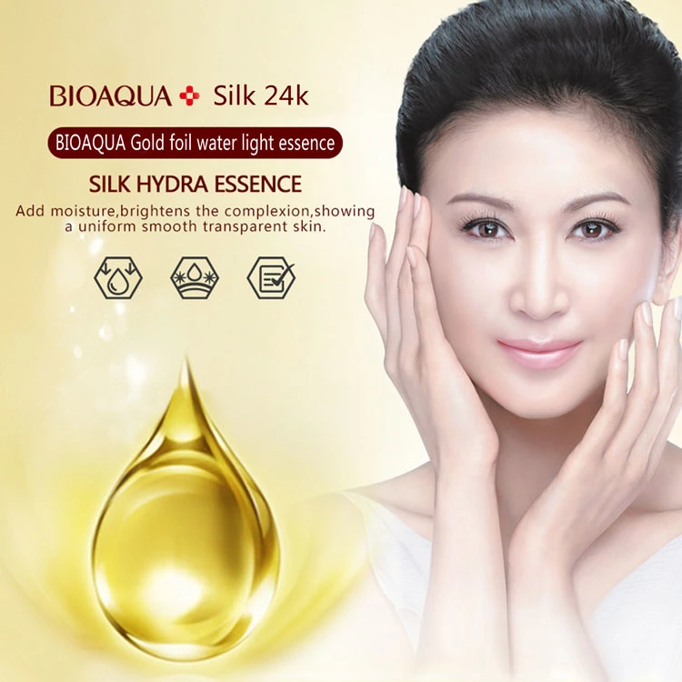 ODM OEM Bioaqua Feuchtigkeitsspendende Hyaluronsäure Essence 24K Gold Haut Pflege