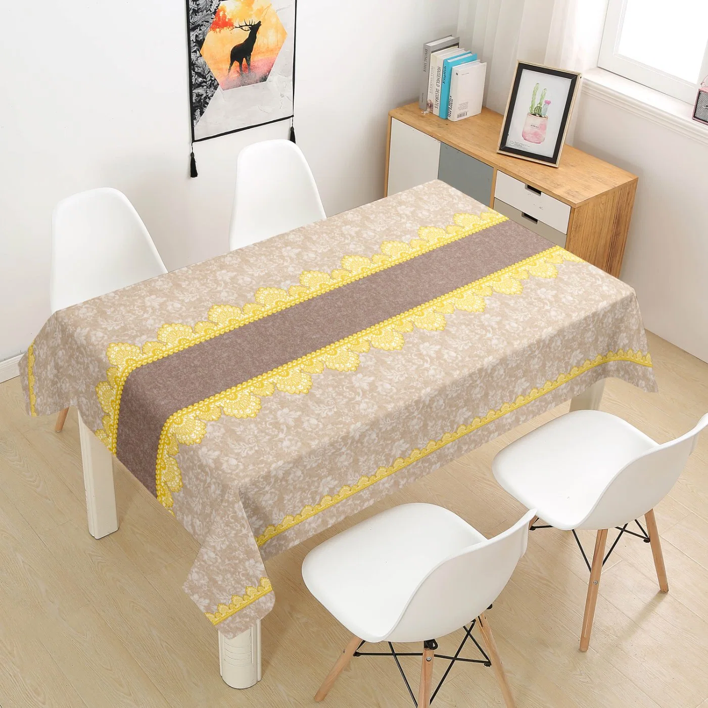 Élégante nappe en PVC housse de table imperméable en tissu résistant au sol Pour table de salle à manger