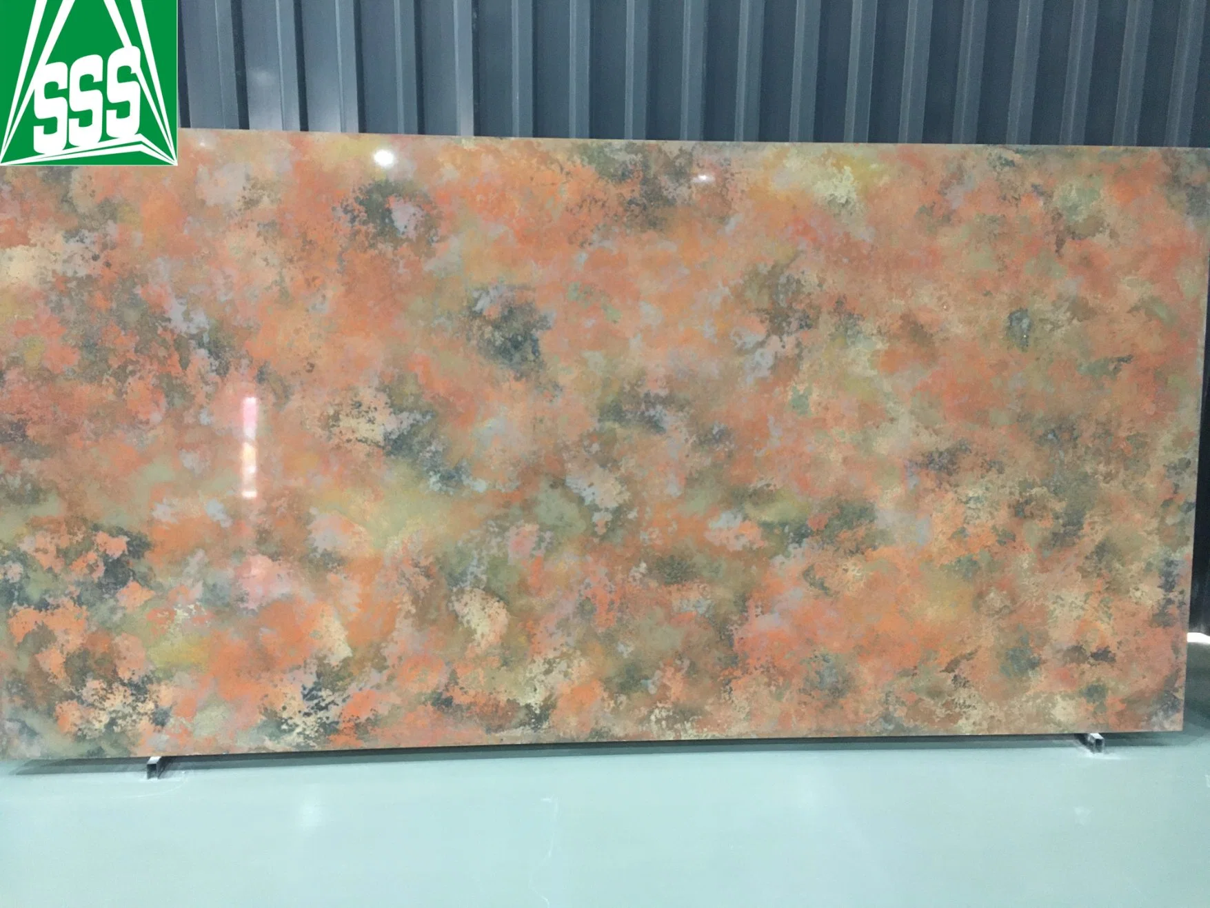 Latest Design Pink Orange Quartz Stone Slab Artificial Quartz Countertop