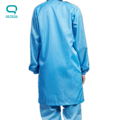 Dust-Free Safety Turn Collar Washable Blue ESD Anti Static 5mm Stripe Clean Room Smock Gown