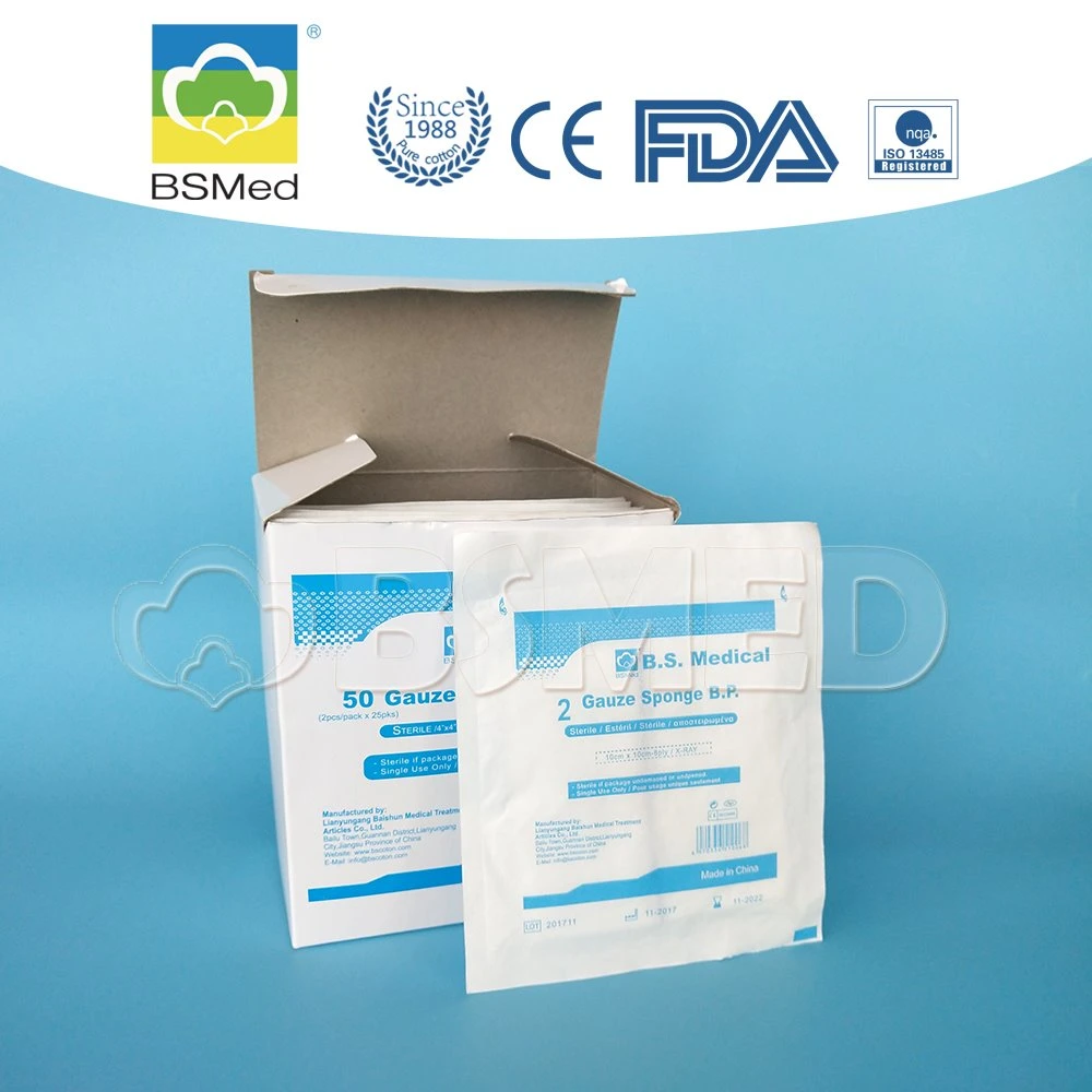 100% Cotton Surgical Medical Disposables Absorbent Gauze Pad Sterile Gauze Swab with CE FDA