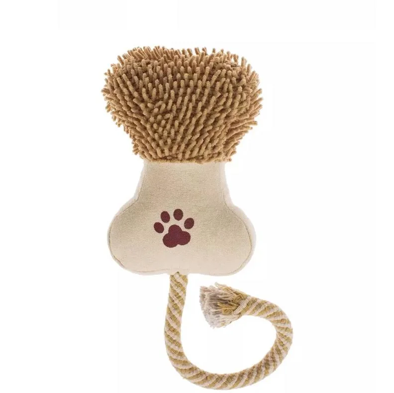 Pet Dog Plush Chewing Squeaky Interactive Play Soft Stuffed Poly-Cotton Rope Animal Shape Toys