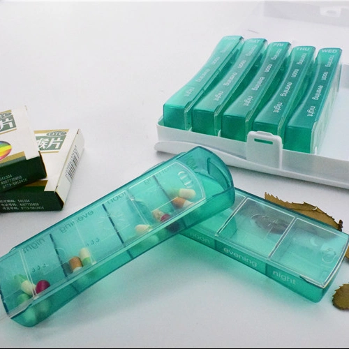 Persönlichkeit Design Wöchentlich Transparent Plastic Pill Organizer 4 Mal Täglich